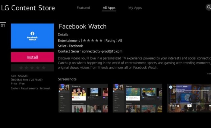 L’app Facebook Watch è ora disponibile sugli LG Smart Tv