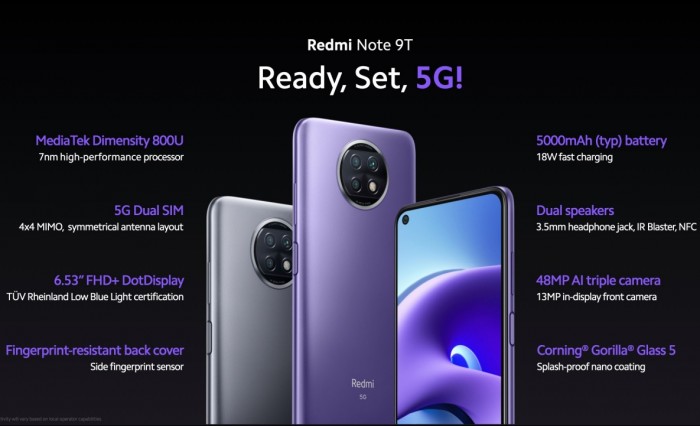 Xiaomi presenta Redmi Note 9T:  il futuro in 5G 