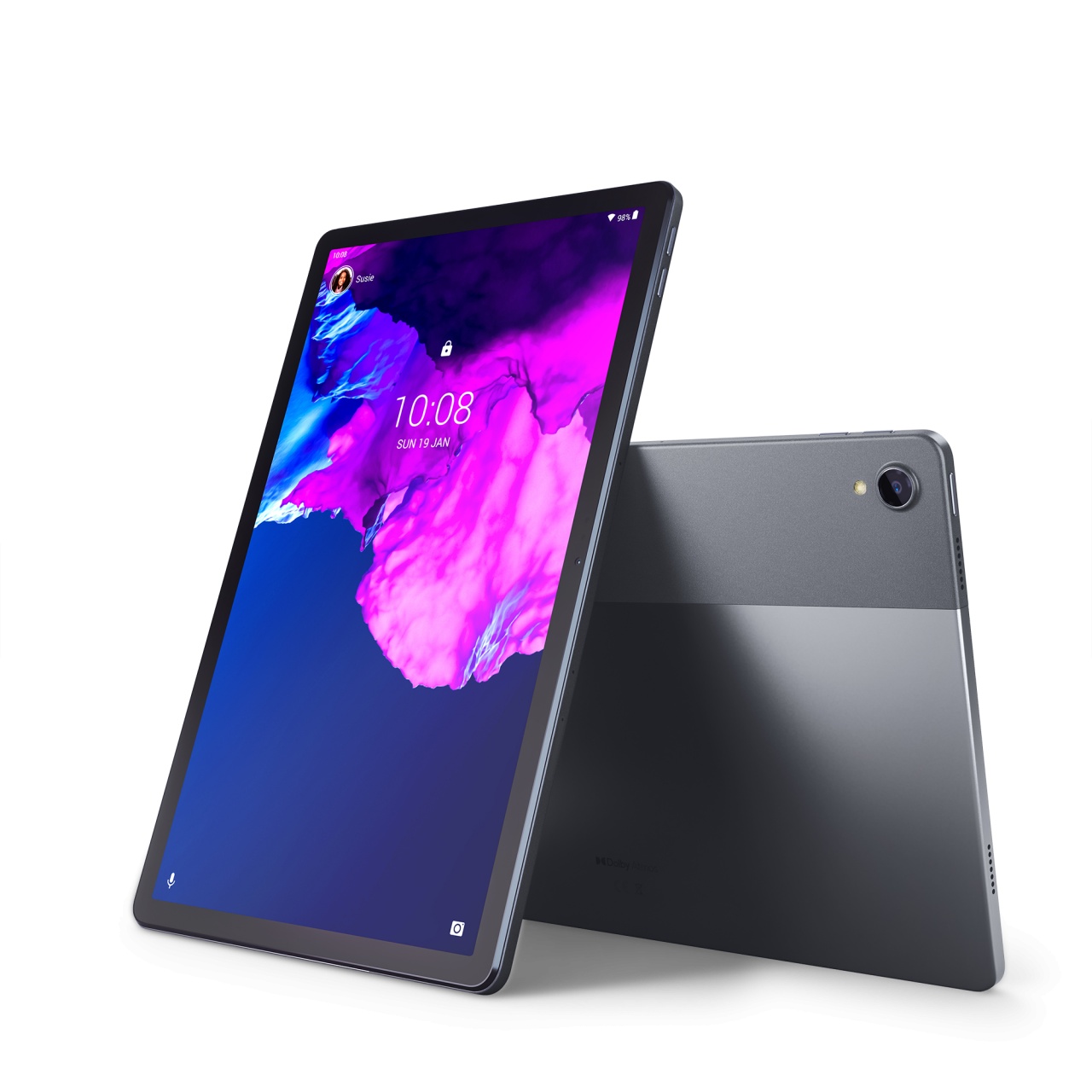 lenovo tab p11 front back views slate grey