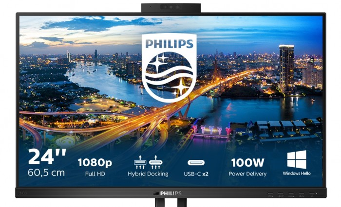 Philips Monitors B Line: monitor con connessione ibrida e webcam Windows Hello