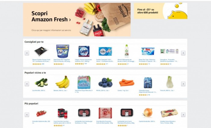 Amazon Fresh è ora disponibile per i clienti Prime anche a Roma