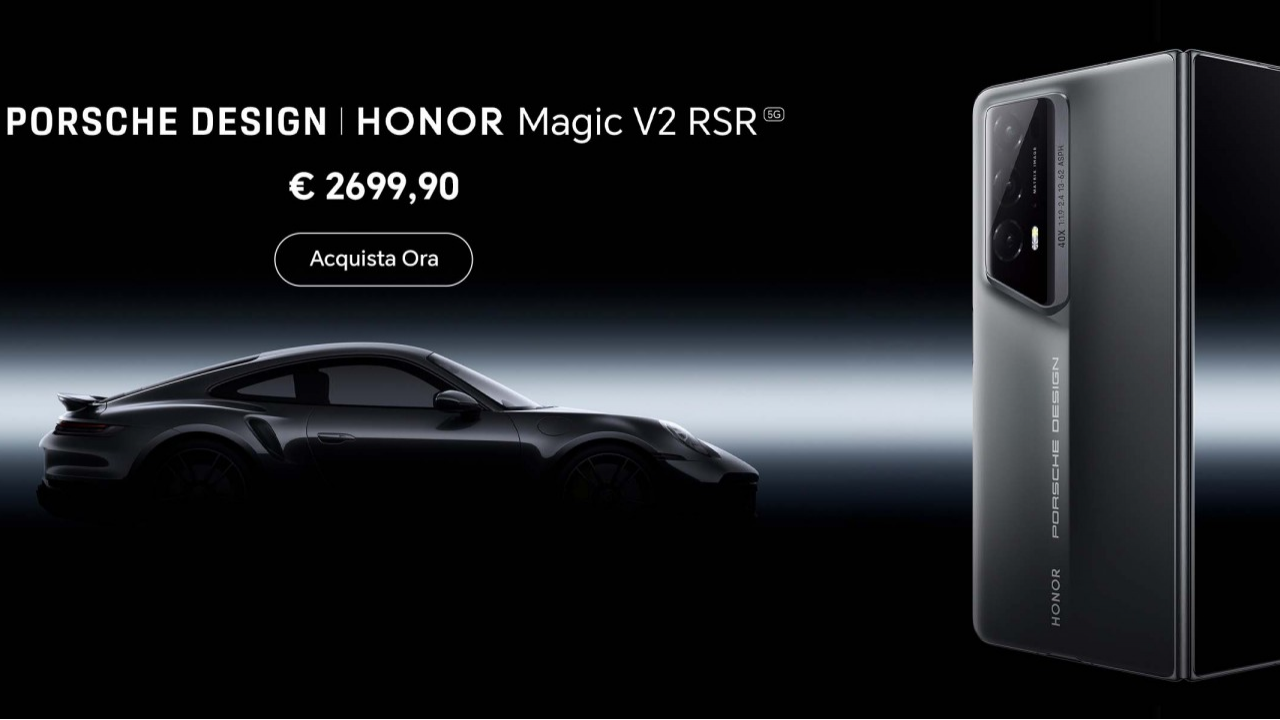 Honor: arriva in Italia lo smartphone Honor Magic V2 RSR, ispirato al design Porsche 