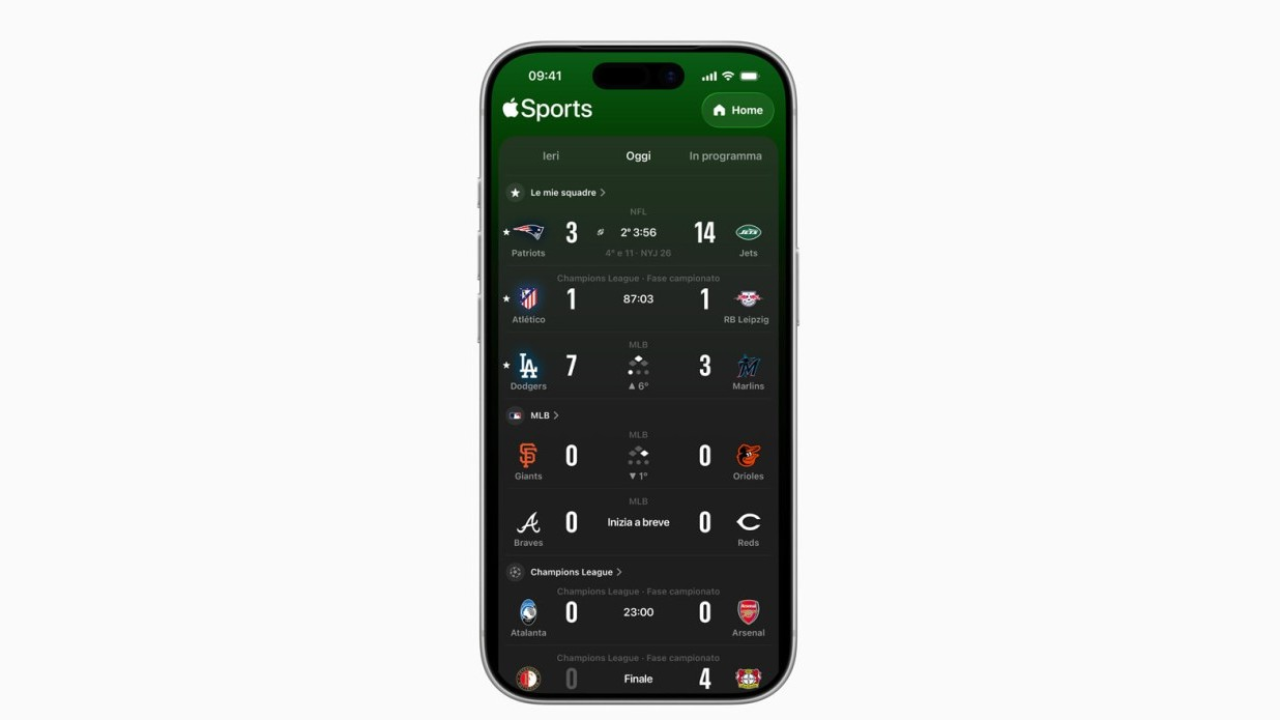 Apple Sports è ora disponibile in Italia
