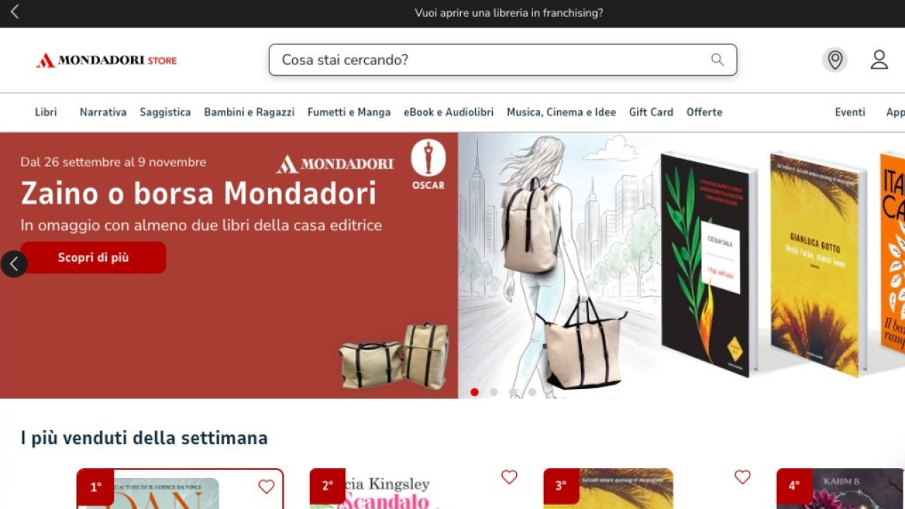 Un nuovo sito e-commerce per Mondadori Store