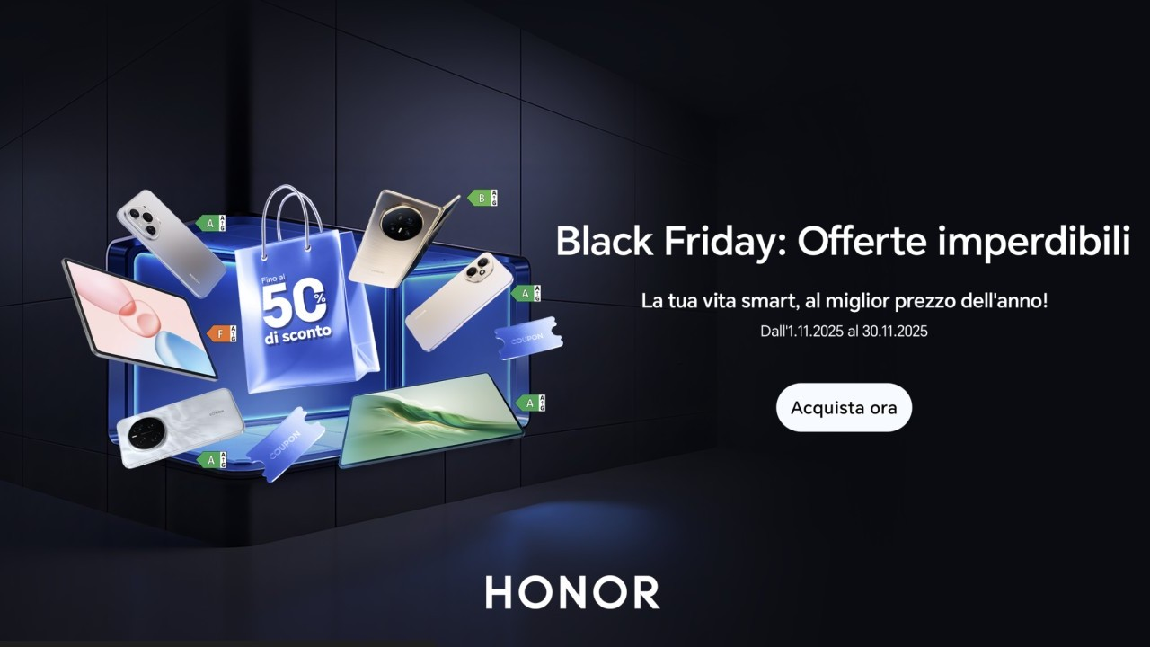 HONOR: per il Black Friday una vasta gamma di prodotti in offerta fino al 40 % di sconto