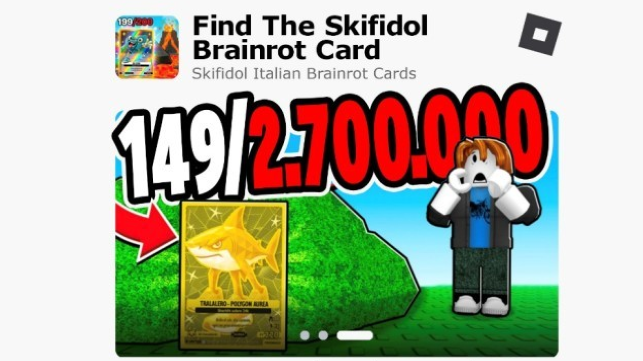 Roblox: oltre 2,7 milioni di giocatori in meno di un mese per “Find The Skifidol Brainrot Card”
