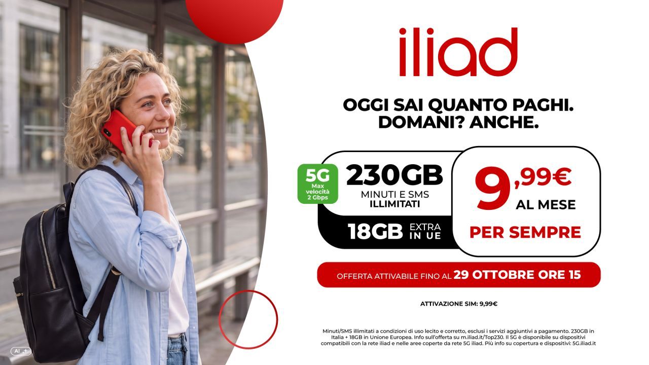 Iliad lancia TOP 230: 230 GB a 9,99 euro al mese per sempre